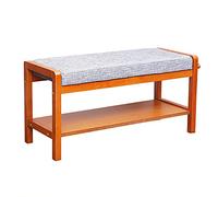 HXZJUIKL Panca in legno massello vintage per scarpe, panca e scarpiera, organizer per scarpe, comoda e imbottita, per estremità letto, 55 x 33 x 36 cm (B 85 x 33 x 42 cm)