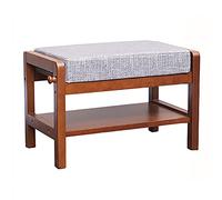 HXZJUIKL Panca in legno massello vintage per scarpe, panca e scarpiera, organizer per scarpe, comoda, imbottita, per estremità letto, 55 x 33 x 36 cm (A 55 x 33 x 36 cm)
