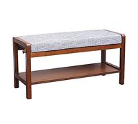 HXZJUIKL Panca in legno massello vintage per scarpe, panca e scarpiera, organizer per scarpe, comoda, imbottita, per estremità letto, 55 x 33 x 36 cm (A 85 x 33 x 42 cm)