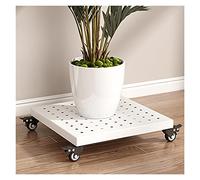 HXZJUIKL Portavaso quadrato in metallo con ruote, per interni ed esterni, supporto per piante in ferro battuto, supporta fino a 150 kg, oro, 40 cm (bianco, 40 cm)