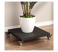 HXZJUIKL Portavaso quadrato in metallo con ruote, per interni ed esterni, supporto per piante in ferro battuto, supporta fino a 150 kg, oro, 40 cm (nero, 40 cm)