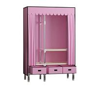 HXZJUIKL Scaffale portatile per armadio, con asta appendiabiti e cassetti, pieghevole, rosa, 105 x 45 x 168 cm