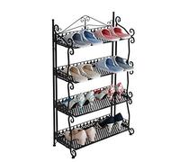 HXZJUIKL Scarpiera a 4 ripiani, in metallo, facile da montare, senza attrezzi, può contenere fino a 20 paia di scarpe e oggetti essenziali quotidiani, 60 x 30 cm, colore: nero