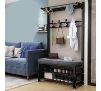 HXZJUIKL Scarpiera grande appendiabiti con struttura in metallo con ganci appendiabiti con doppi ganci e panca, per ingresso, camera da letto, corridoio, 100 x 33 x 172 cm (C 100 x 33 x 172 cm)