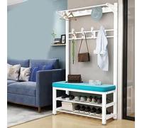 HXZJUIKL Scarpiera grande appendiabiti con struttura in metallo con ganci appendiabiti con doppi ganci e panca per ingresso, camera da letto, corridoio, 100 x 33 x 172 cm (E 100 x 33 x 172 cm)