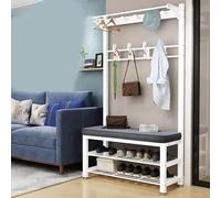HXZJUIKL Scarpiera grande appendiabiti con struttura in metallo con ganci appendiabiti con doppi ganci e panca, per ingresso, camera da letto, corridoio, 100 x 33 x 172 cm (F 100 x 33 x 172 cm)