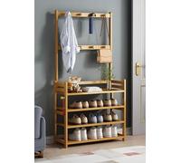 HXZJUIKL Scarpiera in bambù con appendiabiti e supporto per cappelli, per ingresso, scarpiera per corridoio, organizer per armadio (A 90 cm)