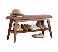 HXZJUIKL Scarpiera in bambù con cuscino imbottito, scarpiera a 2 ripiani, organizer per ingresso e corridoio (A 60 cm)