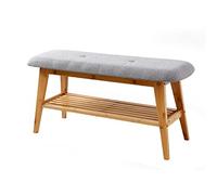 HXZJUIKL Scarpiera in bambù con cuscino imbottito, scarpiera a 2 ripiani, organizer per ingresso e corridoio (B 60 cm)