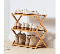 HXZJUIKL Scarpiera pieghevole in bambù con più livelli, scarpiera autoportante senza montaggio per ingresso, camera da letto, giardino (40 cm) (3 ripiani J 50 cm x 10 cm x 18,2 cm)