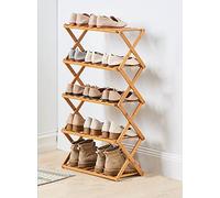 HXZJUIKL Scarpiera pieghevole in bambù con più livelli, scarpiera autoportante senza montaggio per ingresso, camera da letto, giardino (5 ripiani, 50 cm x 25 cm x 80 cm)