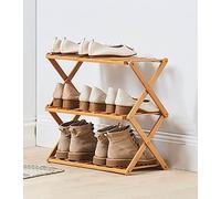 HXZJUIKL Scarpiera pieghevole in bambù con più livelli, scarpiera autoportante senza montaggio per ingresso, camera da letto, giardino (40 cm) (3 ripiani 50 cm x 25 cm x 46 cm x 46 cm)