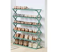 HXZJUIKL Scarpiera pieghevole in bambù con più livelli, scarpiera autoportante senza montaggio per ingresso, camera da letto, giardino (50 cm) (6 livelli E 98 cm x 25 cm x profondità 10 cm x altezza