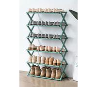 HXZJUIKL Scarpiera pieghevole in bambù con più livelli, scarpiera autoportante senza montaggio per ingresso, camera da letto, giardino (50 cm) (6 livelli P 68,1 cm L 25 cm P x P 43,4 cm)