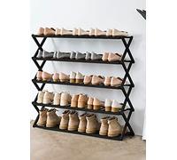 HXZJUIKL Scarpiera pieghevole in bambù con più livelli, scarpiera autoportante senza montaggio per ingresso, camera da letto, giardino (50 cm) (5 livelli J 98 cm x 25 cm x 35,1 cm (larghezza x