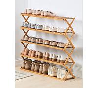 HXZJUIKL Scarpiera pieghevole in bambù con più livelli, scarpiera autoportante senza montaggio per ingresso, camera da letto, giardino (50 cm) (5 livelli B 98 cm x 25 cm x 35,1 cm (larghezza x