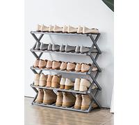 HXZJUIKL Scarpiera pieghevole in bambù con più livelli, scarpiera autoportante senza montaggio per ingresso, camera da letto, giardino (50 cm) (5 livelli G 68,1 cm x 25,4 cm x 85,1 cm (larghezza x