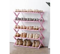 HXZJUIKL Scarpiera pieghevole in bambù con più livelli, scarpiera autoportante senza montaggio per ingresso, camera da letto, giardino (50 cm) (5 livelli F 68,1 cm x 25 cm x 35,1 cm (larghezza x