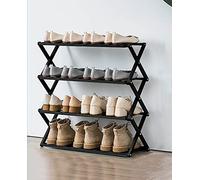 HXZJUIKL Scarpiera pieghevole in bambù con più livelli, scarpiera autoportante senza montaggio per ingresso, camera da letto, giardino (4 livelli H 68,1 cm L x 26,8 cm L x 26,8 cm)