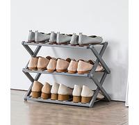 HXZJUIKL Scarpiera pieghevole in bambù con più livelli, scarpiera autoportante senza montaggio per ingresso, camera da letto, giardino (40 cm) (3 livelli F 50 cm x 10 cm x 18,2 cm)