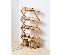 HXZJUIKL Scarpiera pieghevole in bambù con più livelli, scarpiera autoportante senza montaggio per ingresso, camera da letto, giardino (50 cm K 50 cm x 25 cm x 89 cm)