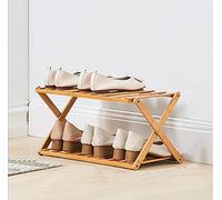 HXZJUIKL Scarpiera pieghevole in bambù con più livelli, scarpiera autoportante senza montaggio per ingresso, camera da letto, giardino (40 cm) (2 ripiani 50 cm x 10 cm x 10 cm (larghezza x profondità