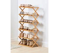 HXZJUIKL Scarpiera pieghevole in bambù con più livelli, scarpiera autoportante senza montaggio per ingresso, camera da letto, giardino (40 cm) (6 ripiani, 50 cm x 25 cm x 10 cm x 100 cm (altezza)