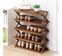 HXZJUIKL Scarpiera pieghevole in bambù, organizer regolabile per scarpe, per ingresso, corridoio, balcone, espositore per scarpe multistrato (5 strati color foglia di tè (larghezza: 70 cm)