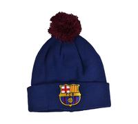 Hy-PRO Berretto con Pompon per l'inverno con Licenza Ufficiale Barcellona, con Design Tradizionale con Pompon, per Uomo e Donna, Blu con Logo e Scritta