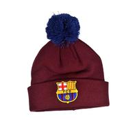 Hy-PRO Berretto con Pompon per l'inverno con Licenza Ufficiale Barcellona, con Design Tradizionale con Pompon, per Uomo e Donna, Rosso con Logo