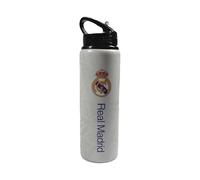 Hy-Pro Borraccia in alluminio con licenza ufficiale Real Madrid CF, 750 ml, cannuccia pieghevole integrata, a prova di perdite, leggera, ottima idea regalo per il calcio