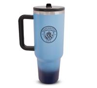 Hy-Pro Borraccia termica con manico e cannuccia, in metallo con cannuccia, portatile, per sport e uso quotidiano, con licenza ufficiale Manchester City, 1,18 l, design in acciaio inox