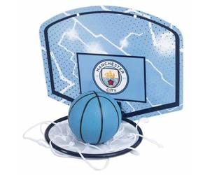 Hy-Pro Mini basket con licenza ufficiale Manchester City, set da basket per interni con tabellone, bordo e palla, mini canestro per la camera dei bambini, con logo della squadra e colori