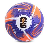 Hy-Pro Pallone da calcio a turbina con licenza ufficiale FWC26, taglia 5, palla da allenamento con trofeo e grafica delle Nazioni ospitanti, regalo per ragazzi, design Coppa del Mondo FIFA 2026, viola