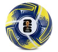 Hy-Pro Pallone da calcio a turbina con licenza ufficiale FWC26, taglia 5, palla da allenamento con trofeo e grafica delle nazioni ospitanti, regalo per ragazzi, design Coppa del Mondo FIFA 2026, blu