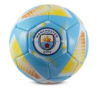 Hy-Pro Pallone da calcio con licenza ufficiale Manchester City F.C., taglia 3, design a spirale, merchandising Man City, allenamento, collezione per bambini e adulti