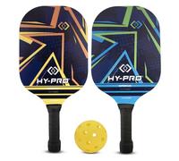 HY-PRO Pickleball - Set di 2 racchette e 1 palla, con borsa per il trasporto, colore: blu navy e giallo/verde