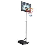 Hy-Pro Supporto da basket regolabile - 1,6 m - 2,6 m, luci LED, con ruote, portatile, tabellone, canestro, per adulti e bambini, ottima idea regalo