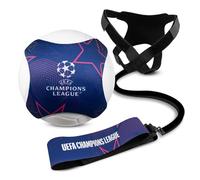 Hy-Pro UEFA Champions League Football Kick Trainer con licenza ufficiale, cintura regolabile per allenamento da calcio, per allenamento da solo, per palloni di taglia 3-5, sistema portatile per uso