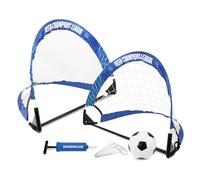 Hy-Pro UEFA Champions League - Set di porte con licenza ufficiale UEFA Champions League: UCL, 2 x obiettivi di abilità, gomma da 10,2 cm, pompa, borsa per il trasporto, picchetti, attrezzatura da