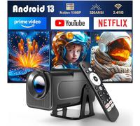 HY320 NTV Android 13 Smart Proiettore con Varie App Ufficiali, Assistente Vocale Intelligente 1080P Nativo/Risoluzione Ottica 320ANSI 5G Wifi BT 5.2 Portatile Videoproiettore Home
