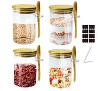 Hyacinthy barattoli Vetro con Coperchio ermetico, Set di 4 Barattolo ermetico Vetro, 650 ml Vaso Vetro con Coperchio, Set barattoli Cucina, Barattolo spezie, Trasparenti biscottiera contenitori