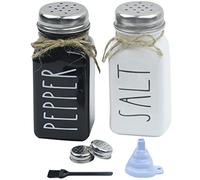 Hyacinthy Saliera da Tavola, 2 pezzi Coperchio in Acciaio Inossidabile Macina Sale e Pepe, Macina Sale Marino Regolabile e Macina Pepe, Saliera e Pepiera per Cucina Casa-Bianco e Nero