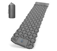 HyAdierTech Materassino da Campeggio, Materasso Gonfiabile Singolo Ultraleggero, Portatile Materassino Campeggio Autogonfiante con Cuscino Pompa a Pedale per Campeggio Spiaggia Escursionismo (Grigio)