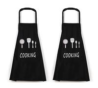 Hyakoz 2 Pezzi Grembiule Cucina Nero Cucina Impermeabile Con Tasche Grembiuli Unisex da Chefs Grembiule Per Cucina Ristorante Lavoro Barbecue Giardinaggio Artigianale Cottura