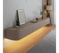 HYANXUE Supporto per TV flottante da parete con porta, console multimediale TV flottante, grande spazio di archiviazione, banca TV sotto la TV (kaki + LED, 180 cm)
