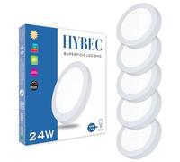 HYBEC - Lampade Soffitto, Plafoniera LED Esterno, Lampadario Bagno, Plafoniere a LED, Lampada Cucina, 6000ºK 24W (Pack 5)