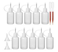 Hyber&Cara 10 flaconi con ago da 30 ml, applicatore di colla, bottigliette contagocce vuoti per E-liquid, E-shisha, E-sigarette, olio, inchiostro con 2 imbuti e 2 pipette plastica