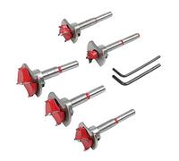 Hyber&Cara 5 Pcs Punte per legno forstner 15-35 mm di diametro con regolazione della profondità, Punte in carburo di tungsteno per fori noiosi a profondità limitata (10-40 mm)