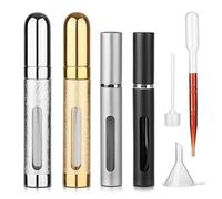 Hyber&Cara Bottiglie Atomizzatore di Profumo, nebulizzatore profumo ricaricabile, spruzzatore di profumo vuoto portatile per viaggio, 2 x 5ml + 2 x 12ml, con imbuto e pipetta